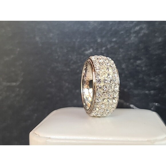 925 Sterling Silver CZ Band Ring, Size US 8 Vintage, READ - Picture 3 of 10
